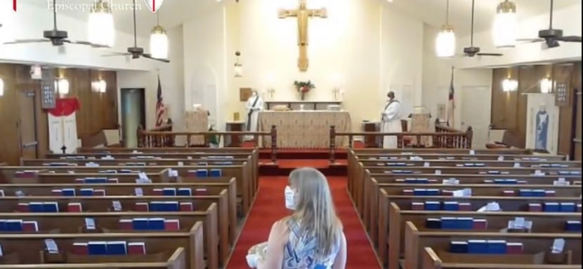 A screen shot of a livestream of an Aug. 9, 2020 church service at St. Martin-in-the-Fields...