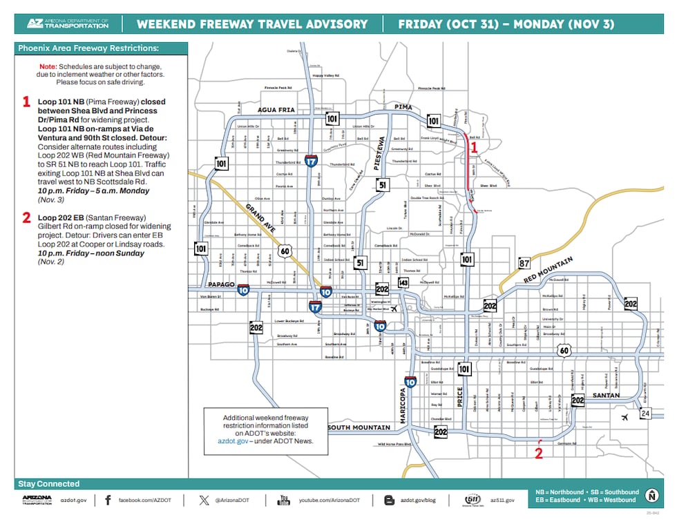 Drivers in the Valley should be aware of some upcoming freeway closures this weekend as the...