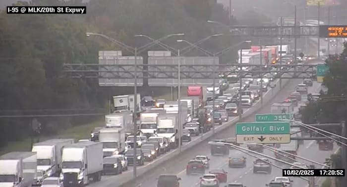 Crashes cause rush-hour backups on I-95 South near MLK Pkwy. and 8th St.