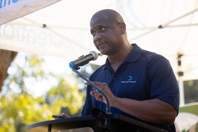 Dallas Park and Recreation Director John D. Jenkins speaks during a groundbreaking ceremony...