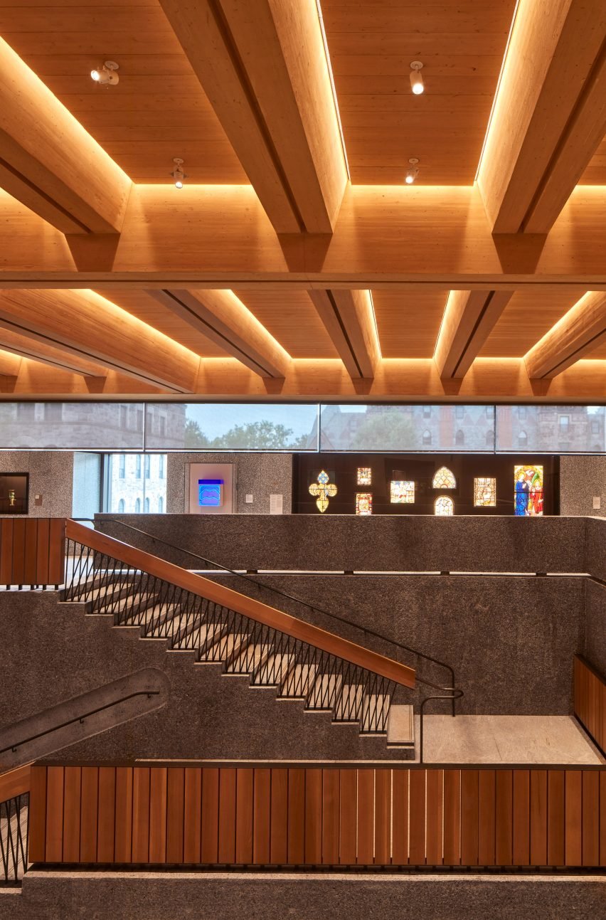 Staircase and timber beams in Princeton Art Museum