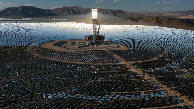 Aerial view of Ivanpah solar facility
