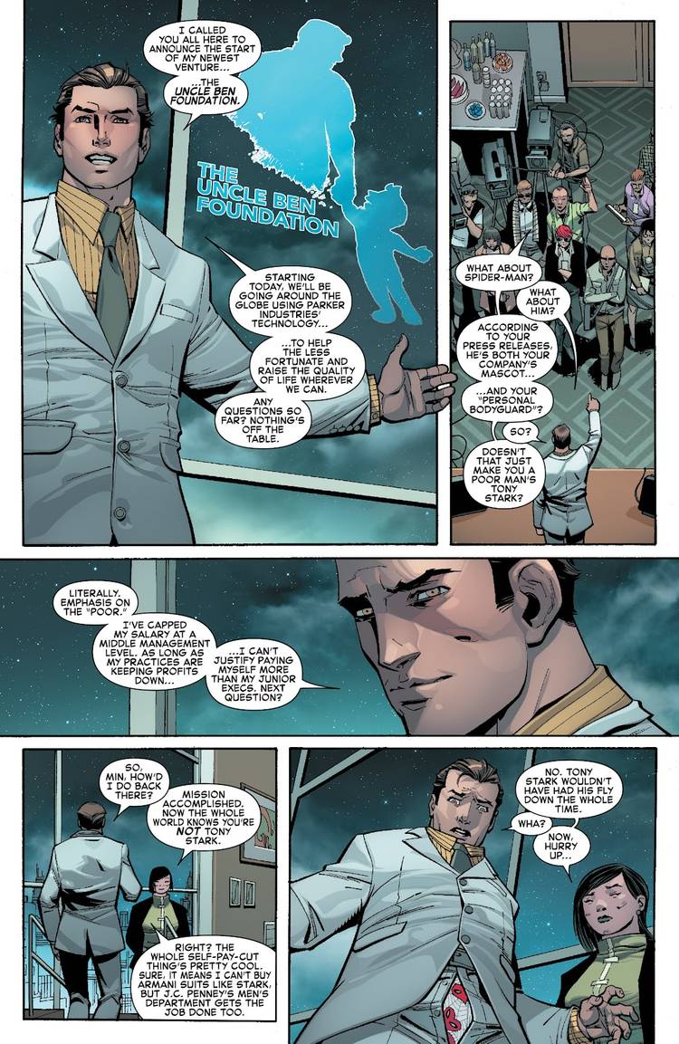 Peter Parker reveals his new foundation, and his low pay