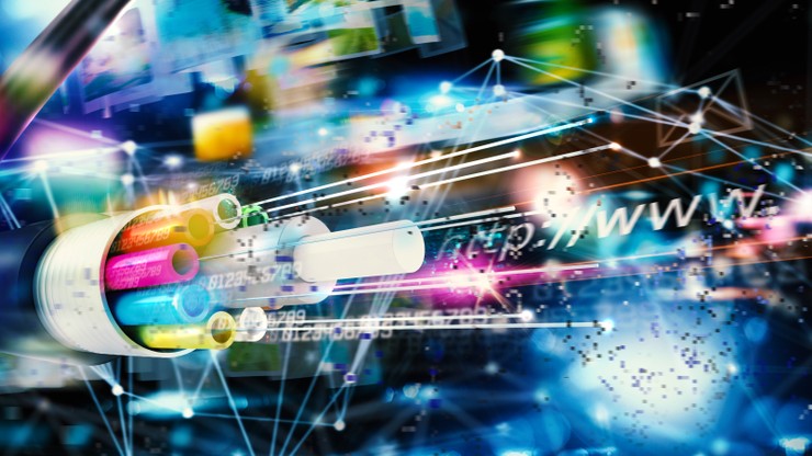 Colourful cable with overlaid graphics to indicate speed.