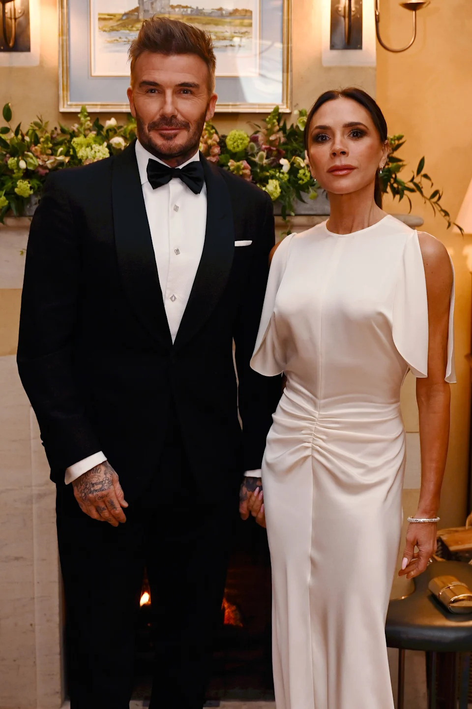 David Beckham and Victoria Beckham during a dinner at Highgrove House, a British royal residence.