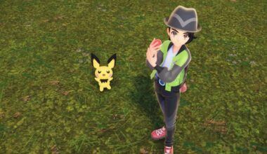 A Z-A trainer holds a Poke Ball next to Pikachu
