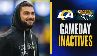 Wide receiver Puka Nacua, offensive lineman Rob Havenstein and running back Jarquez Hunter among Rams' inactives for Week 7 at Jaguars