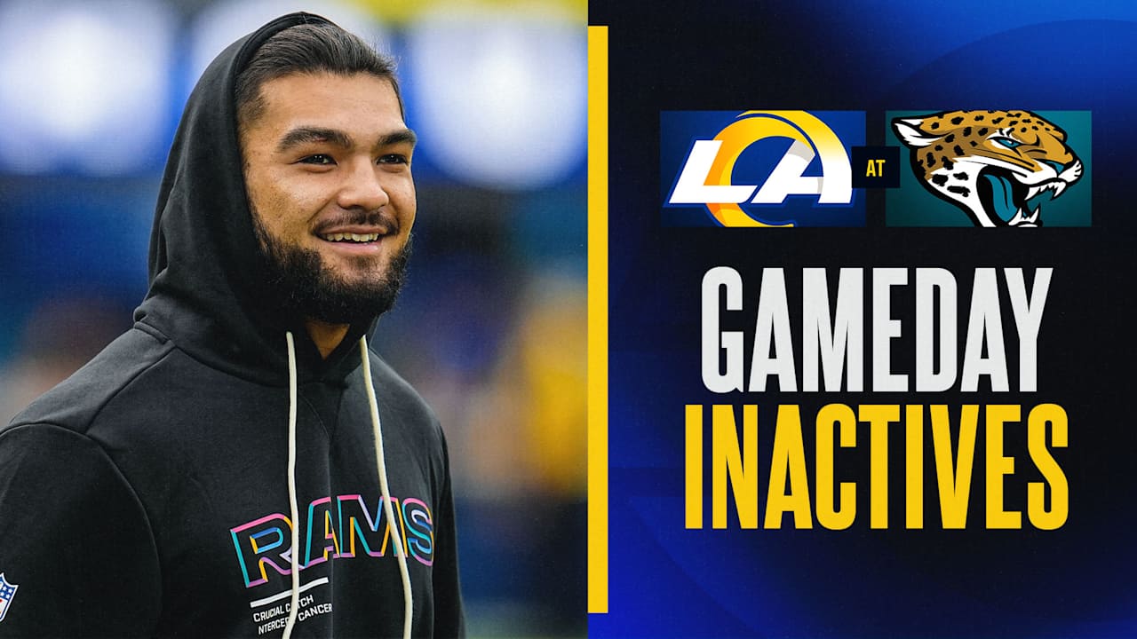 Wide receiver Puka Nacua, offensive lineman Rob Havenstein and running back Jarquez Hunter among Rams' inactives for Week 7 at Jaguars