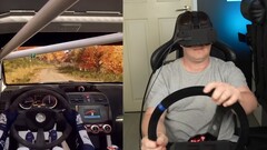An image of the YouTuber testing the head in sim racing (Image source: CNCDan; cropped screenshot)