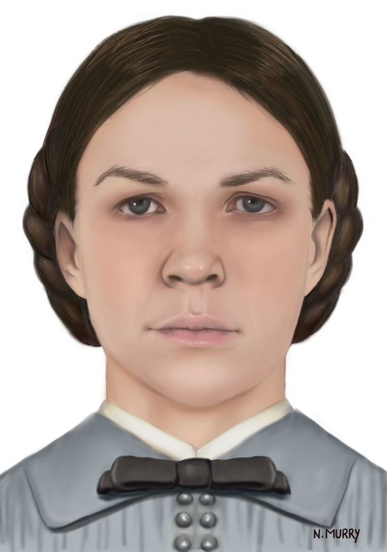 A hand-drawn image of what Esther Granger might have looked like based on her skull. (Natalie Murry)