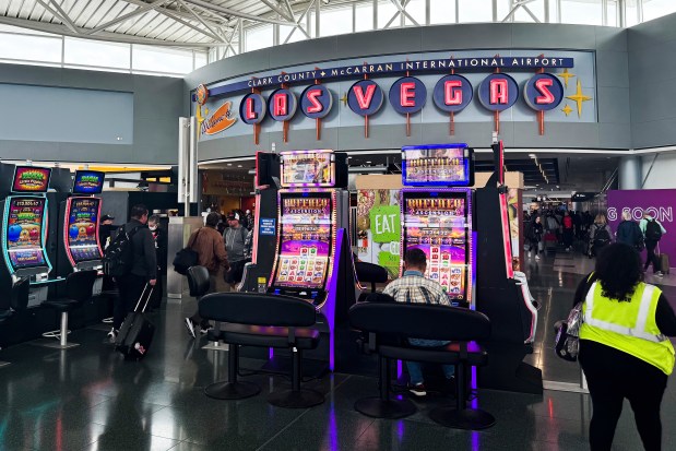 Slot machines at McCarran International Airport in Las Vegas on Nov. 15, 2023. (Jakub Porzycki/AP)