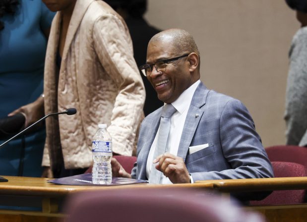 Michael J. McMurray, the new commissioner of the Chicago Department of Aviation, is introduced during a Chicago City Council meeting at City Hall on May 21, 2025. (Eileen T. Meslar/Chicago Tribune)