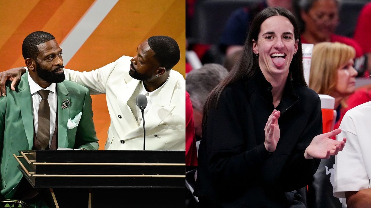 Caitlin Clark (L), Stephen A. Smith (R)