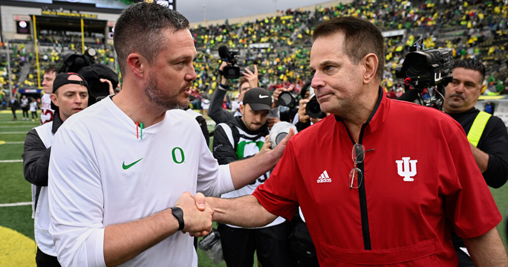 Oregon HC Dan Lanning and Indiana HC Curt Cignetti