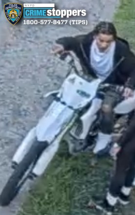 Police are searching for a man who allegedly shot two teenagers who nearly collided with him on his dirt bike in the Bronx in August. 