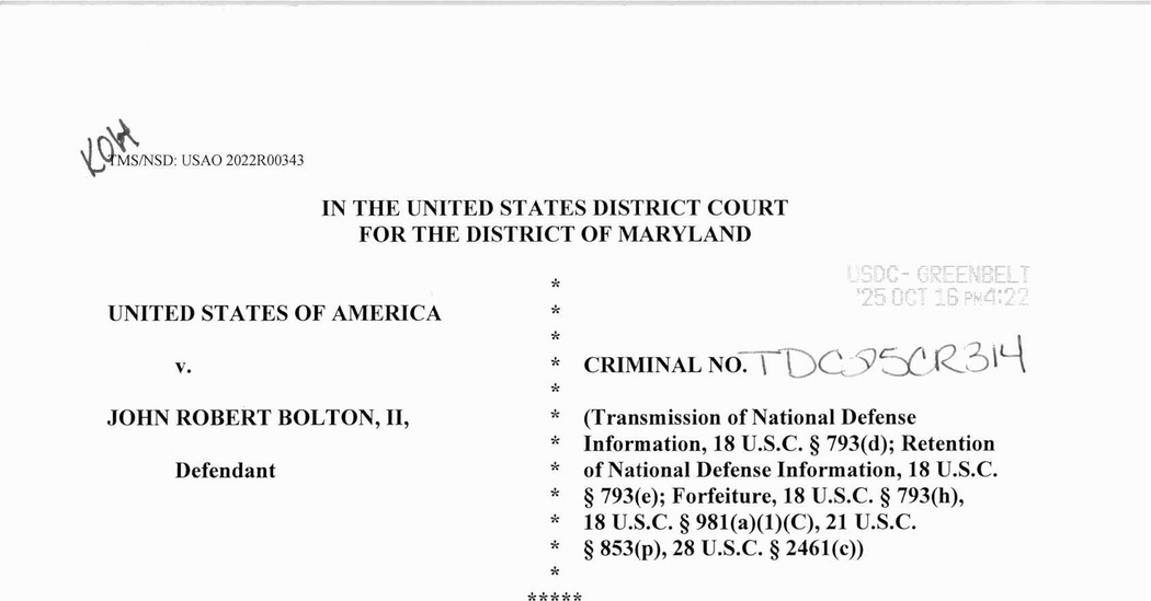 Read the Indictment of John R. Bolton