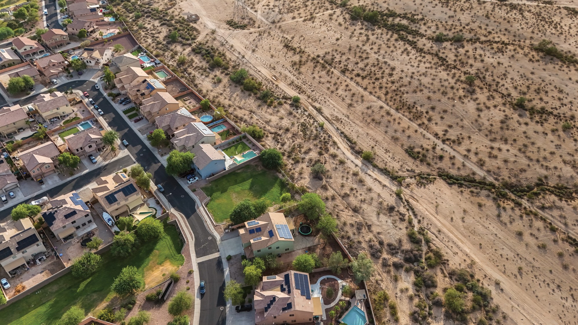 Development meets the desert in suburban Phoenix, Arizona.