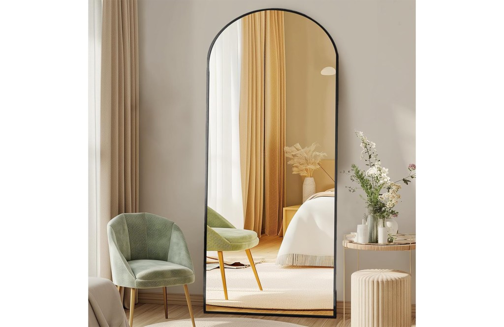 DUMOS Arched Full Length Mirror with Stand 64"x21" Floor Standing Aluminum Frame for Bedroom Body Hanging Leaning Modern Simple Home Decor...