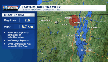 Magnitude 2.6 earthquake shakes towns near Chazy, N.Y.