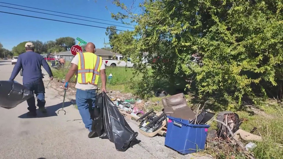 Crews begin cleanup in Houston's 'district of dirt'