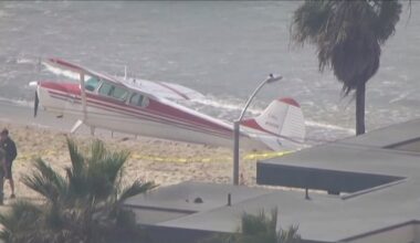Small plane lands on sand along San Diego's Mission Beach