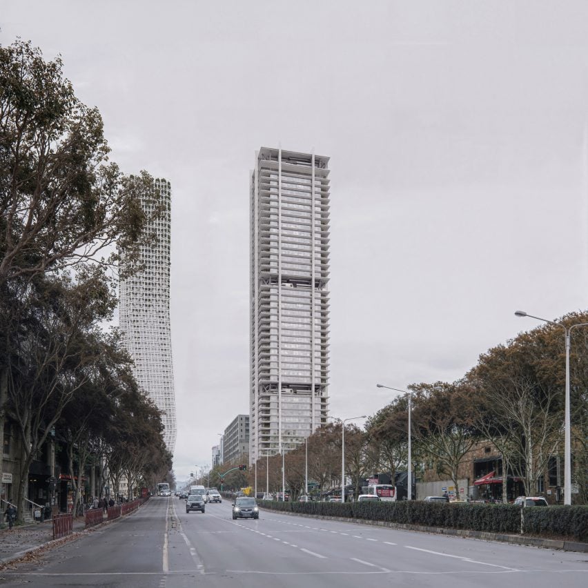 View towards skyscraper by Eduardo Souto de Moura and OODA