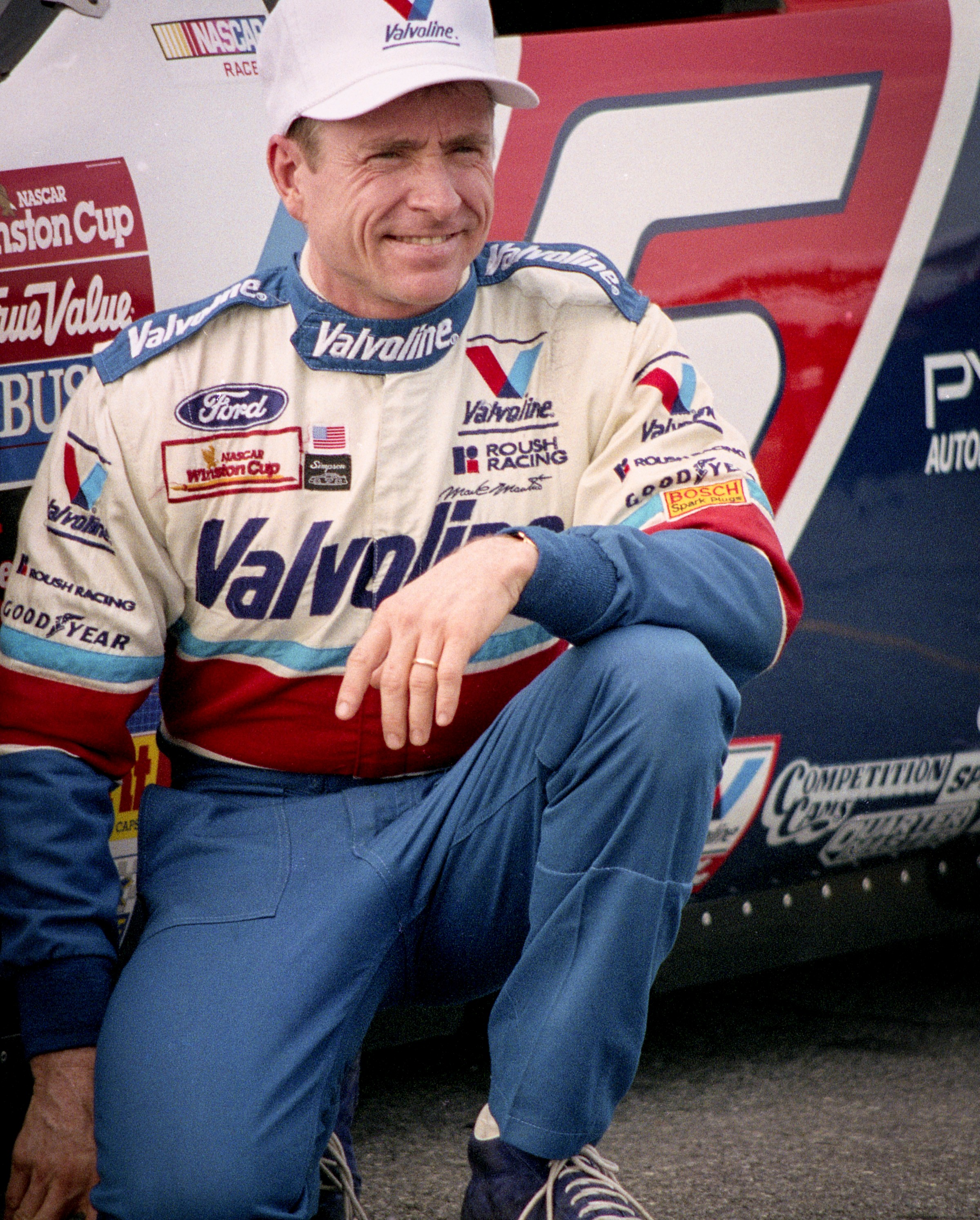 DAYTONA BEACH, FL - FEB 20, 1994: Mark Martin poses with his car, Daytona 500, NASCAR, Daytona International Speedway, Daytona Beach, FL, February 1994. (Photo by Brian Cleary/Getty Images)