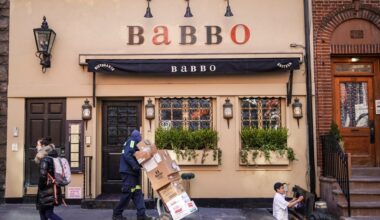 Scabby the Rat Joins the Line for Babbo in Greenwich Village