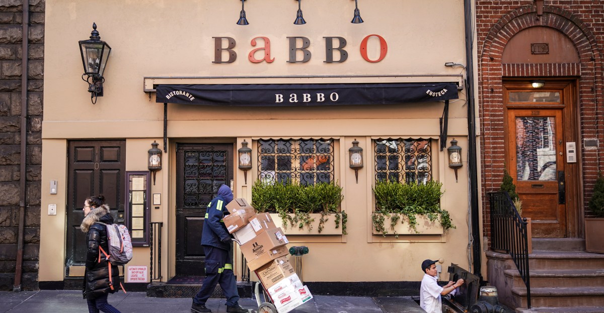 Scabby the Rat Joins the Line for Babbo in Greenwich Village