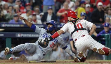 Philadelphia Phillies' 9th inning rally falls short as Los Angeles Dodgers take 2-0 lead in NLDS