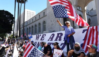 Thousands gather in downtown LA for 'No Kings Day' rally