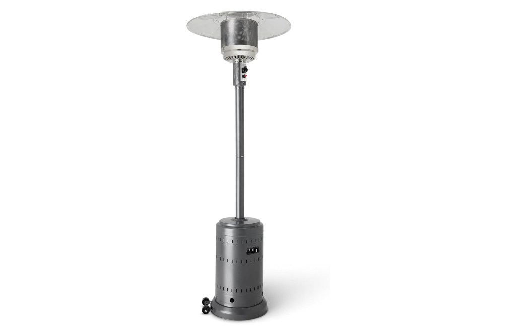 Amazon Basics 46,000 BTU Outdoor Propane Patio Heater with Wheels, Commercial & Residential, Slate Gray, with Water Tank, 32.1 x 32.1 x 91.3 inches (LxWxH)