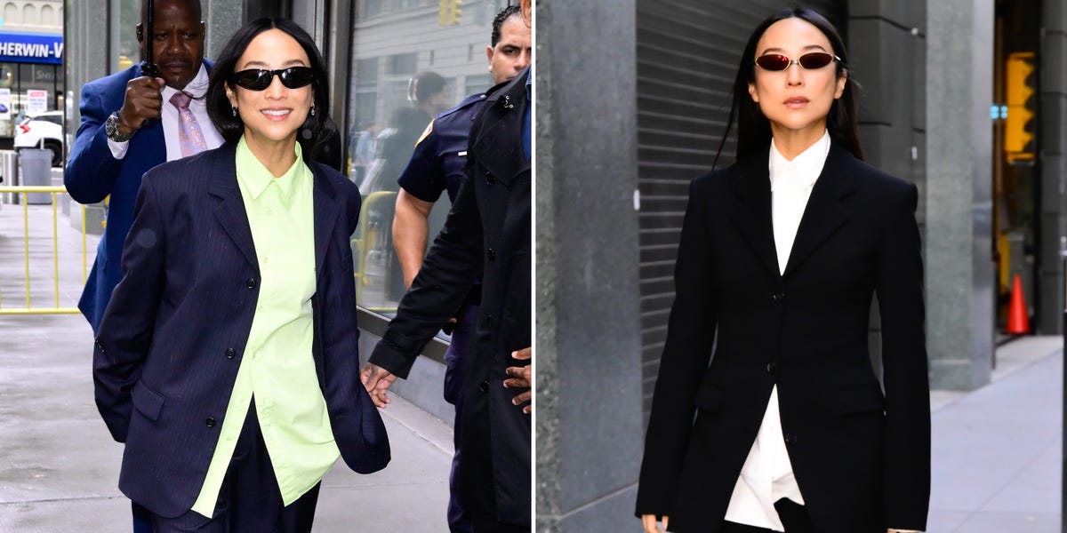 Greta Lee Wears Two Different Suit Looks While Doing Press in NYC