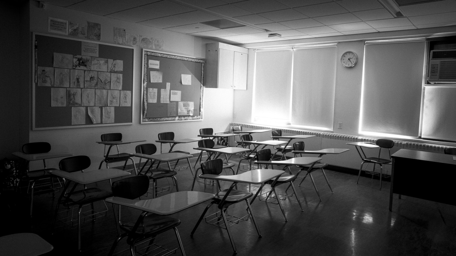 A  sixth grade classroom at Friends Seminary, the oldest continuously coeducational school in New York City, a K through 12 school in New York, New York on July 9, 2020. Friends closed on March TK, 2020, in response to the  Corona Virus, or the Covid-19 pandemic.

Schools were the heated center of a debate as to when to close and as school holidays come to an end, have reentered the debate in regard to reopening. (Photo by Ashley Gilbertson / VII Photo)