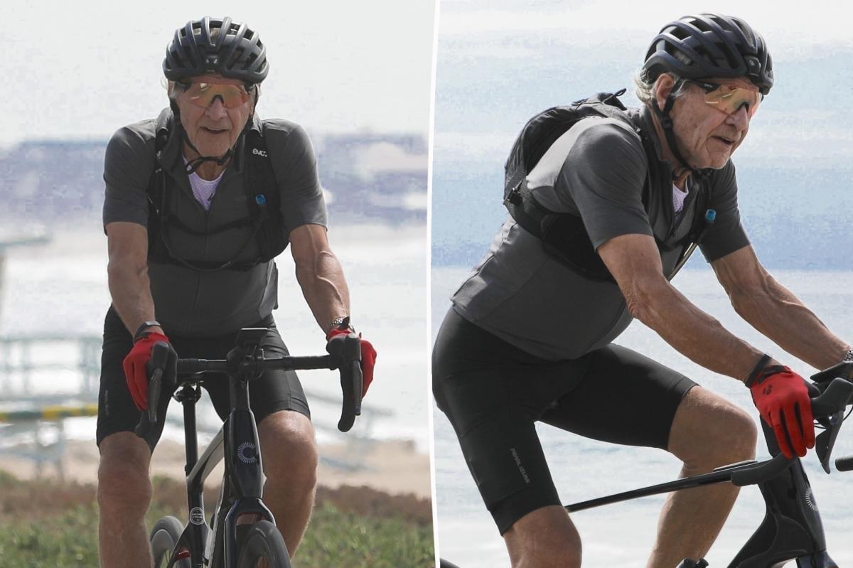Harrison Ford, 83, rides bike along LA's coastline: photos