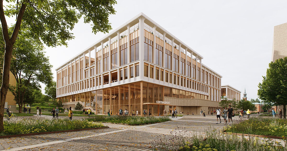 henning larsen plans centralbadet swimming and sports hub in sweden