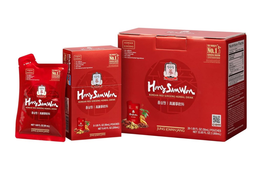 HongSamWon Korean Red Ginseng Drink | Energy Drink, Pre Workout, Herbal Tea, Ginseng Supplement | Korean Red Ginseng Extract, Jujube, Ginger, Cinnamon, Goji...