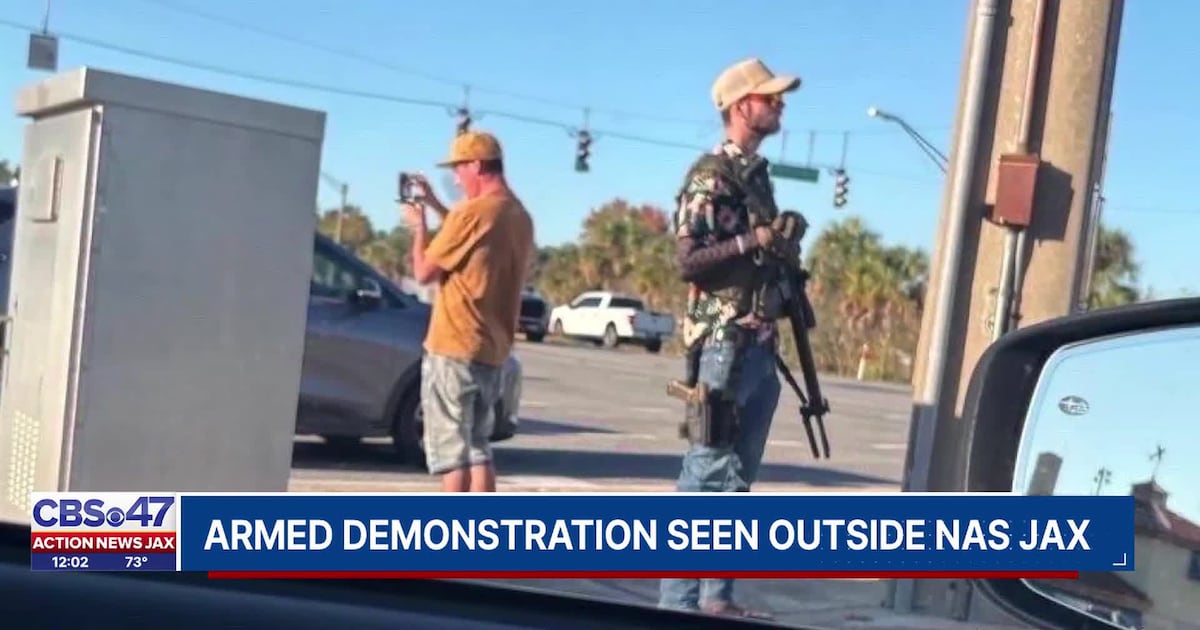 Armed demonstrators seen not breaking any laws with firearms outside NAS Jax, FBI Jacksonville – Action News Jax