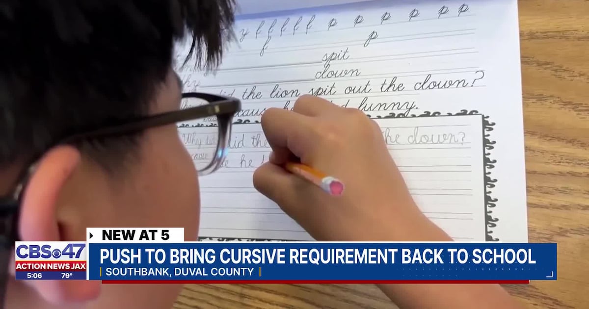 Florida lawmaker pushing for students to demonstrate proficient cursive reading and writing – Action News Jax