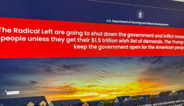 Government website blames shutdown on "radical left." Ethics group calls it a "blatant violation."