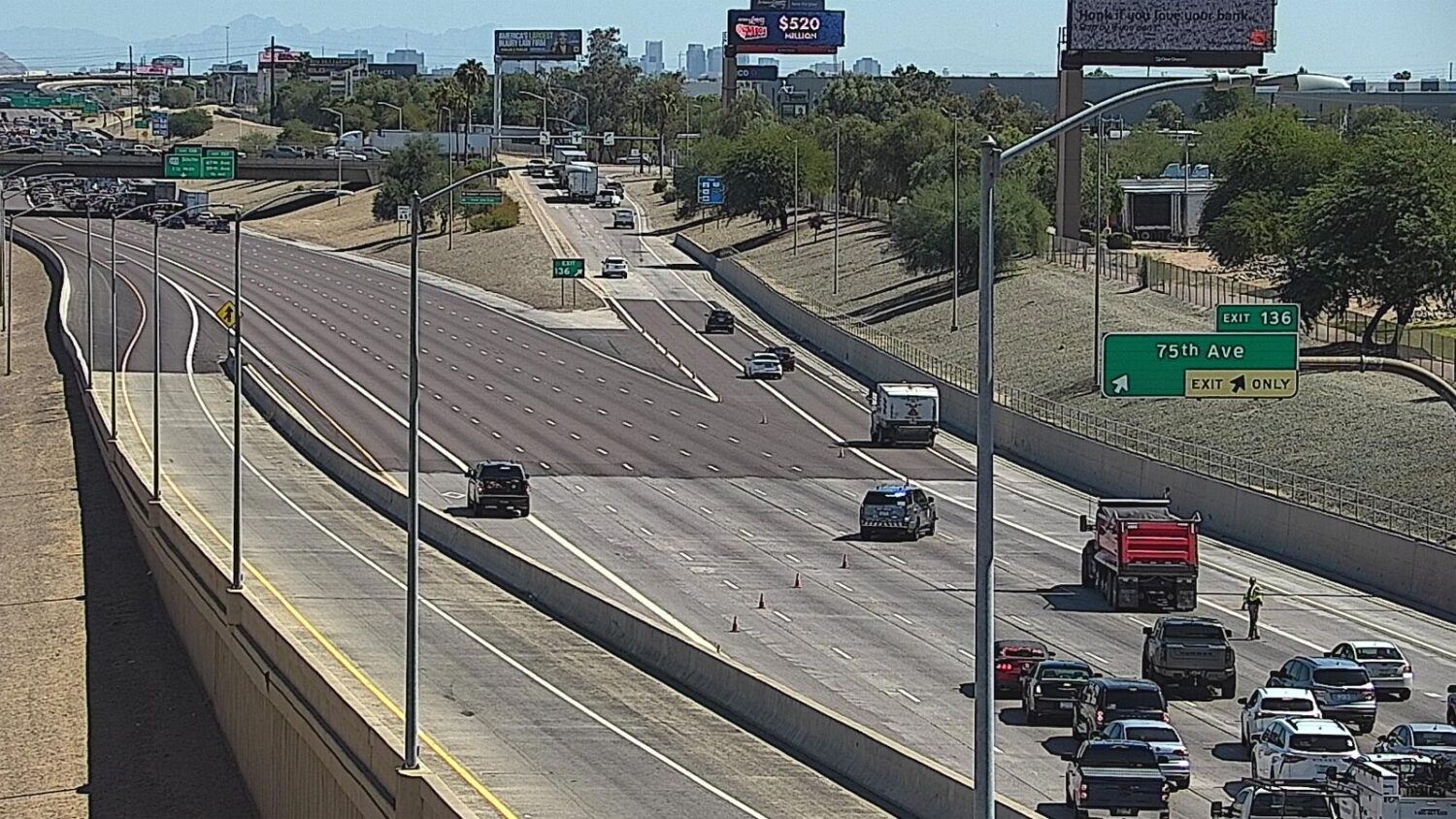 Part of I-10 in west Phoenix was closed after a midday crash on Wednesday, authorities said. (ADOT ...