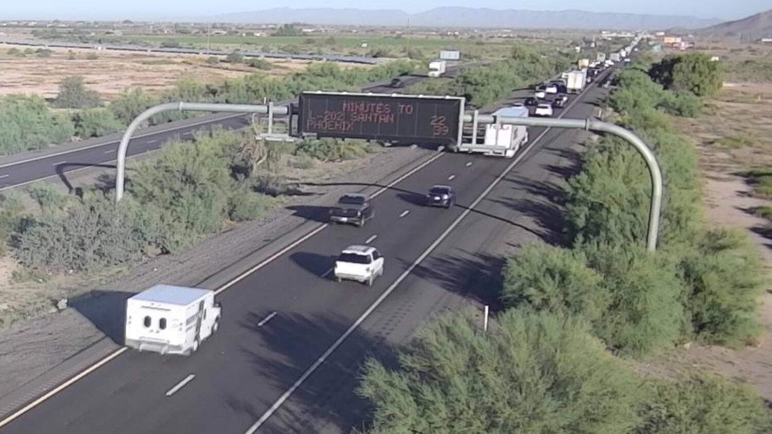 Traffic on Interstate 10 south of metro Phoenix was delayed in both directions after a serious cras...