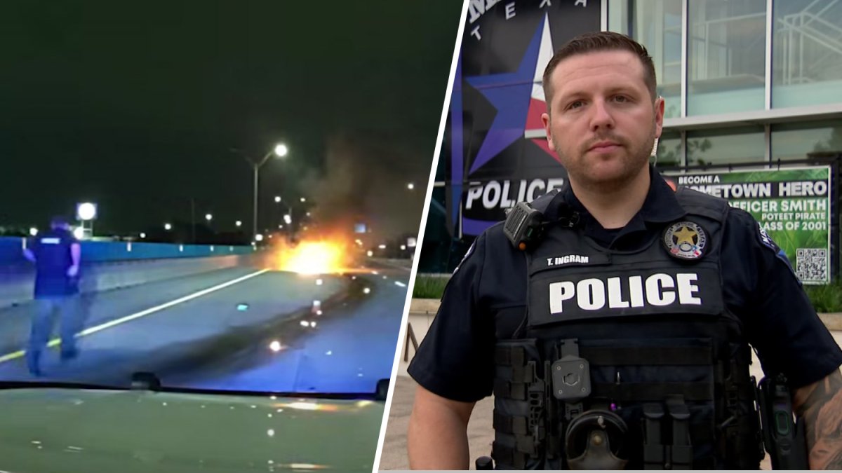 Mesquite officer rescues woman from burning car – NBC 5 Dallas-Fort Worth