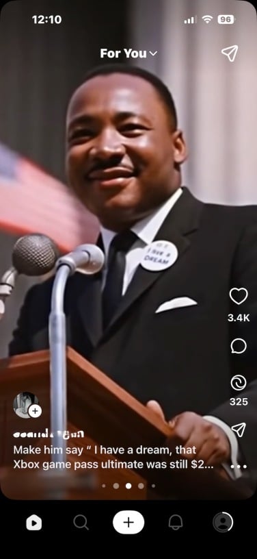 screenshot of sora video of martin luther king jr