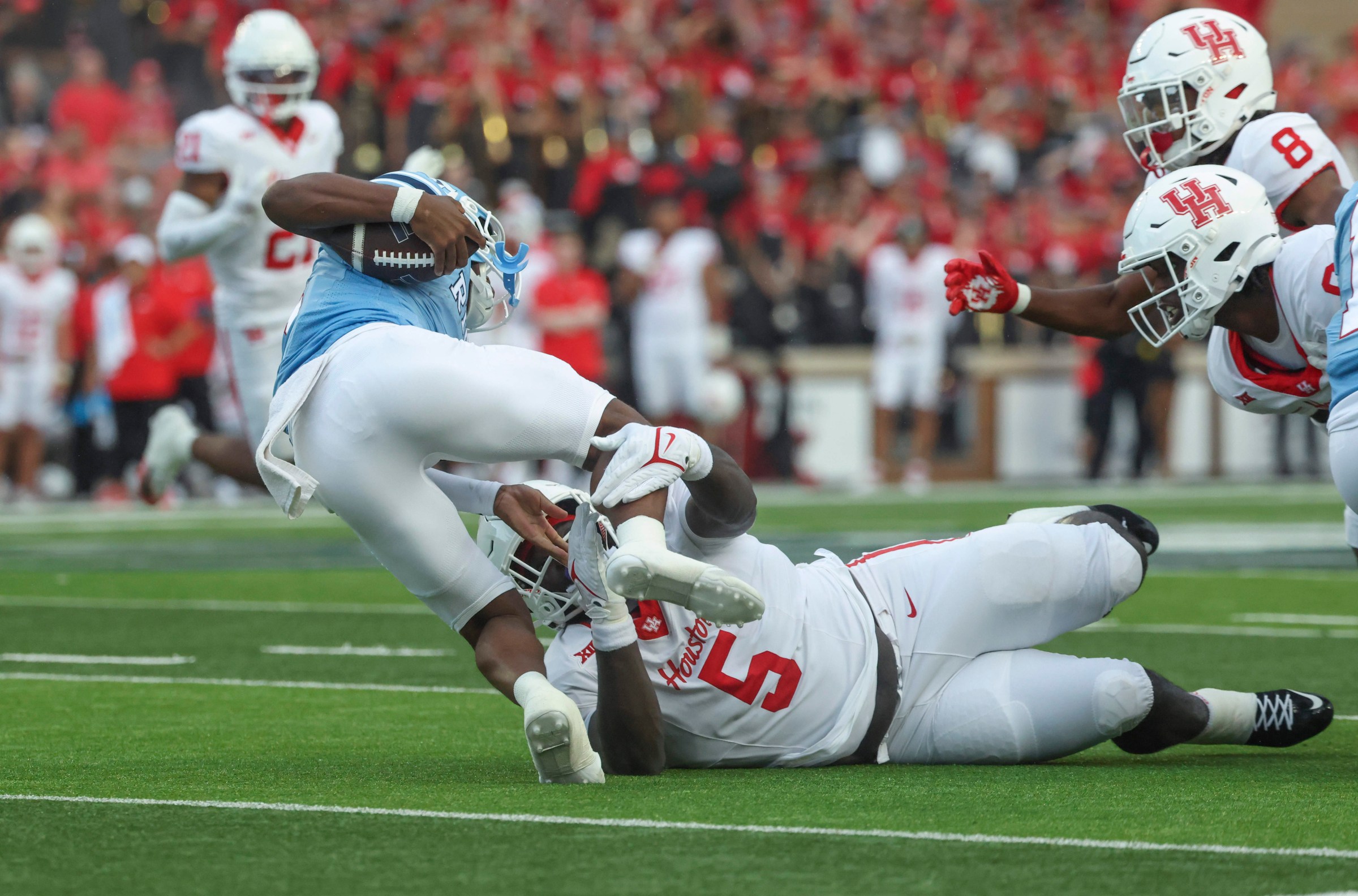 Houston DT Carlos Allen ranks first in the FBS among defensive tackles with 37 tackles.