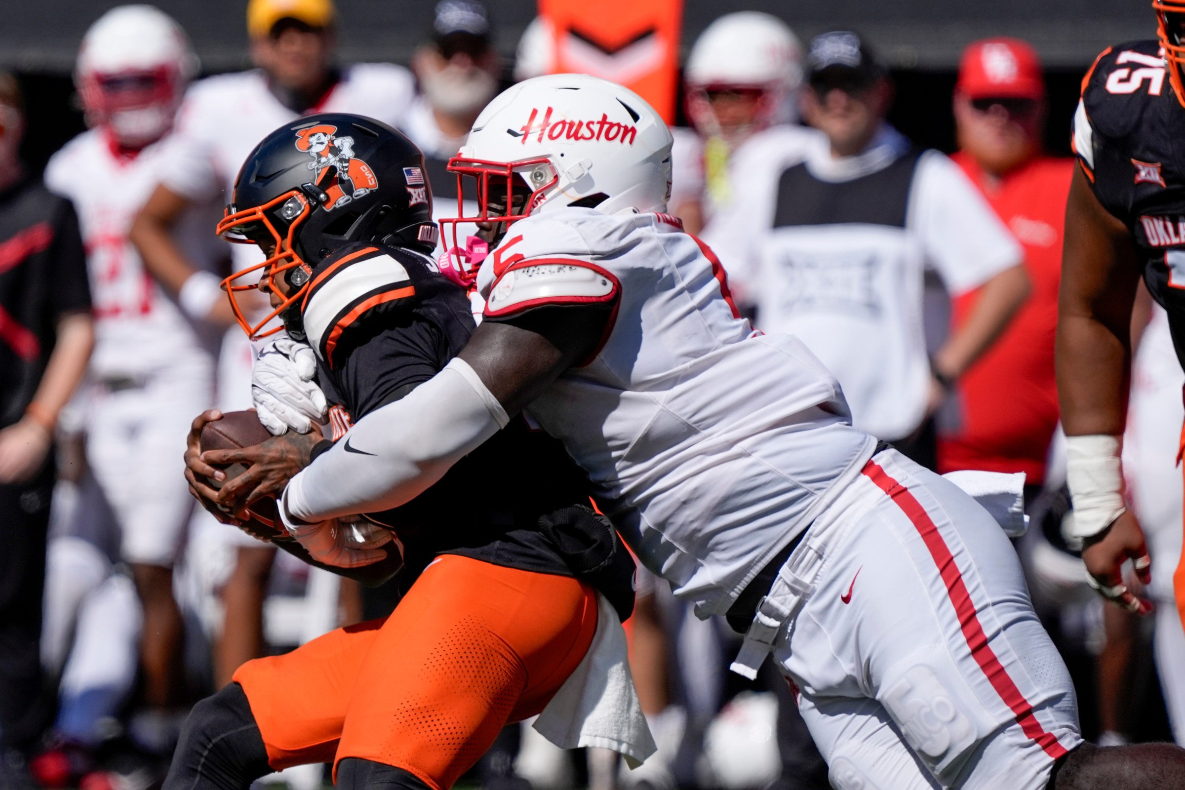 Houston DT Carlos Allen leads all FBS defensive tackles with 43 tackles on the year.