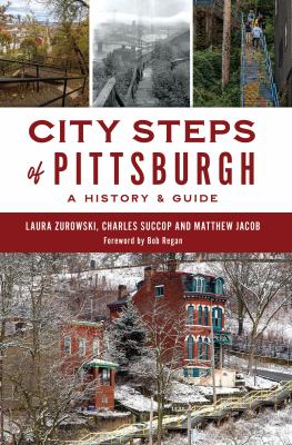 Book cover: "City steps of Pittsburgh." Photos of 4 different sets of outdoor stairs.