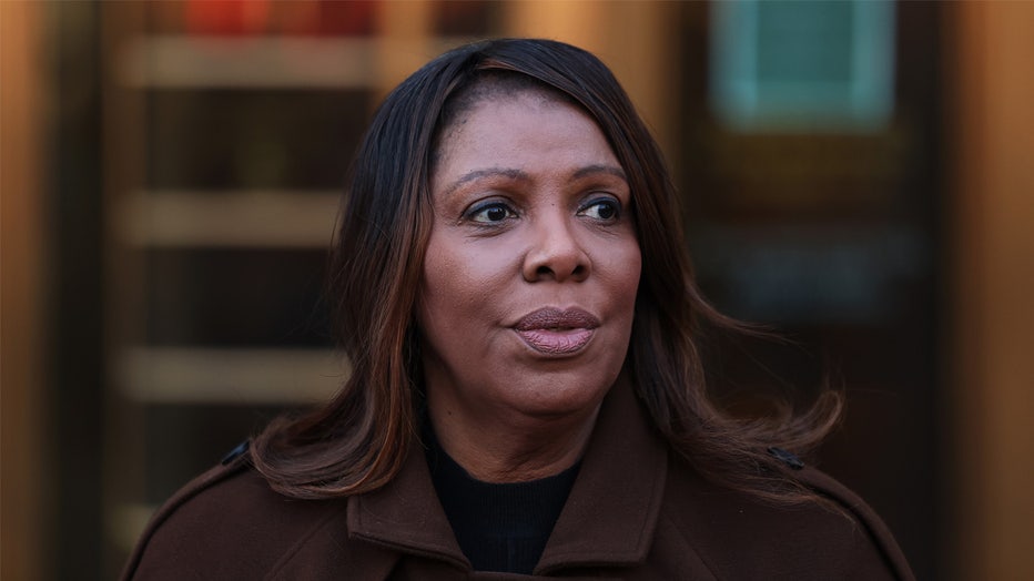 NEW YORK, NEW YORK - FEBRUARY 14: NY Attorney General Letitia James speaks during a press conference on the Department of Government Efficiency (DOGE) at Manhattan Federal Courthouse on February 14, 2025 in New York City. James was joined by Connecticut Attorney General William Tong for a press conference ahead of a scheduled court hearing as they discussed their ongoing lawsuit with 17 other state attorneys general to stop Elon Musk’s DOGE from accessing personal data housed in the Treasury Department. (Photo by Michael M. Santiago/Getty Images)