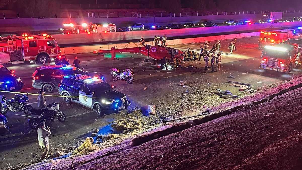 Helicopter crash shuts down Sacramento highway, 3 injured