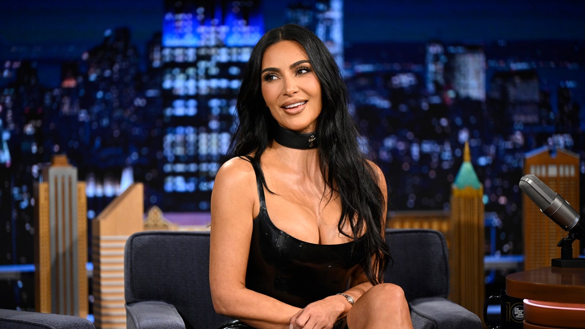 Kim Kardashian on a TV set